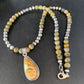 Men's Navajo Pearls Necklace | Gold Bumblebee Jasper Pendant | Sterling Silver | Native American Handmade | 13811