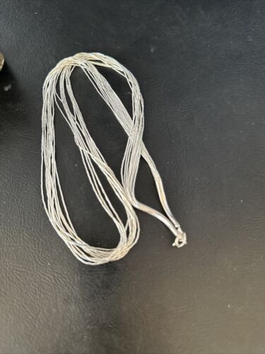 Southwestern Liquid Heishi Necklace | 10 Strands Sterling Silver | 22" Silver Tubes | 14709