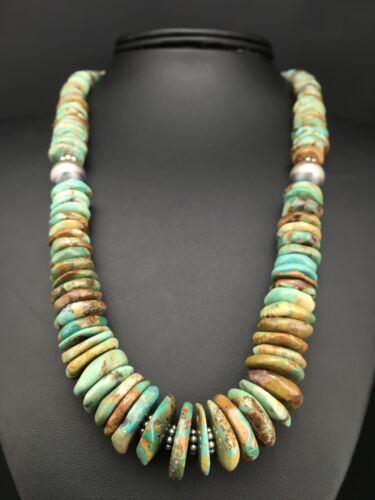 Navajo Graduated Turquoise Necklace | Sterling Silver | Authentic Native American | 21" | 1242