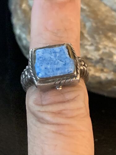 Navajo Blue Denim Lapis Ring | Sterling Silver | Sz 6.5 | Authentic Native American Handmade | 01994