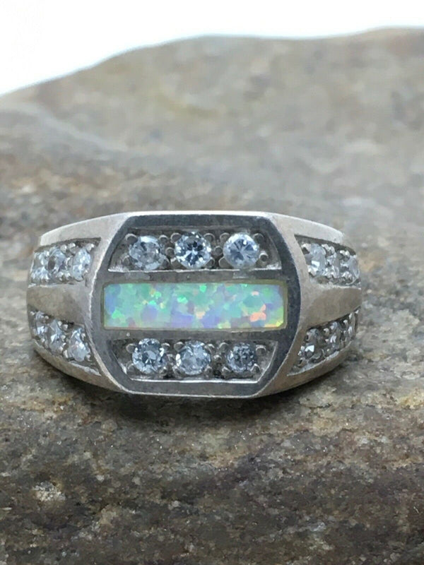 Navajo Sterling Silver Opal Wild Horse Ring | Sz 6.5 | 170