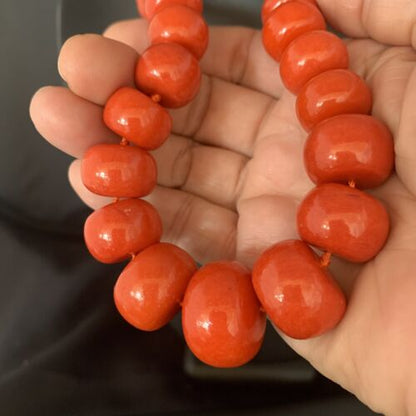 Navajo Graduated Bamboo Coral Strand Necklace | Sterling Silver | Authentic Native American | 22" | 13523