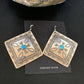 Navajo Blue Turquoise Earrings | Stamped Sterling Silver | Authentic Native American Handmade | 12912