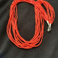 Navajo Red Stabilized Coral Heishi Necklace | 10 Strand Sterling Silver | 20" | 760