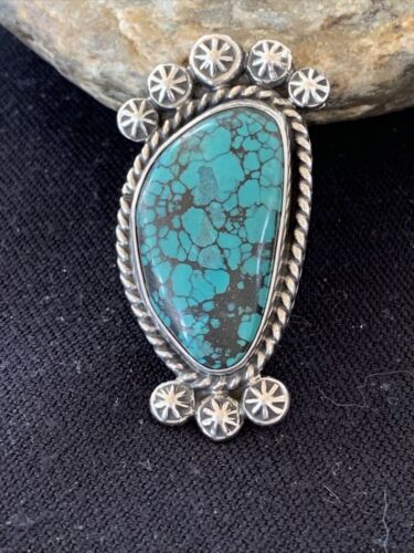 Navajo Blue Spiderweb Turquoise Ring | Sterling Silver | Sz 7 | Authentic Native American Handmade | 1641