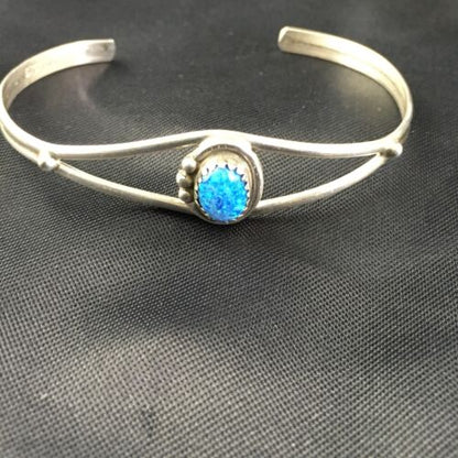 Native American Indian Blue Opal Bracelet | Sterling Silver | Handmade | 10175 - Masha USA