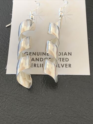 Navajo Stamped Sterling Silver Swirl Earrings Set | Authentic Native American Handmade | 11625