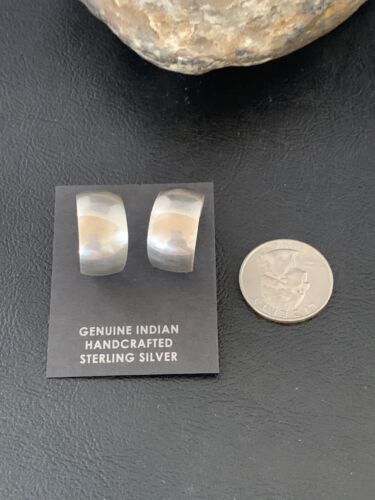 Old Pawn Women's Sterling Silver Hoop Stud Earrings | 1" | 13007