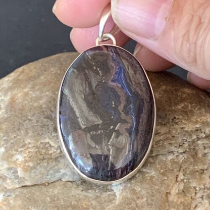 Navajo Pearls Purple Sugilite Pendant | Sterling Silver | 1.50" | Authentic Native American Handmade | 10930