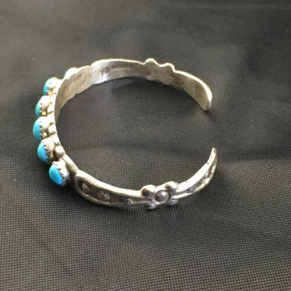 Navajo Blue Kingman Turquoise Cuff Bracelet | Sterling Silver | Authentic Native American Handmade | 10187 - Masha USA