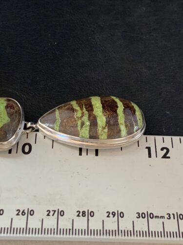 Navajo Green Gaspeite Necklace Choker Earrings Set | Sterling Silver Pendant | 19" | Authentic Native American Handmade | 13795