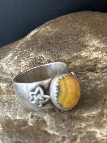 Southwestern Navajo Yellow Bumble Bee Jasper Ring | Sterling Silver | Sz 7 | 14266