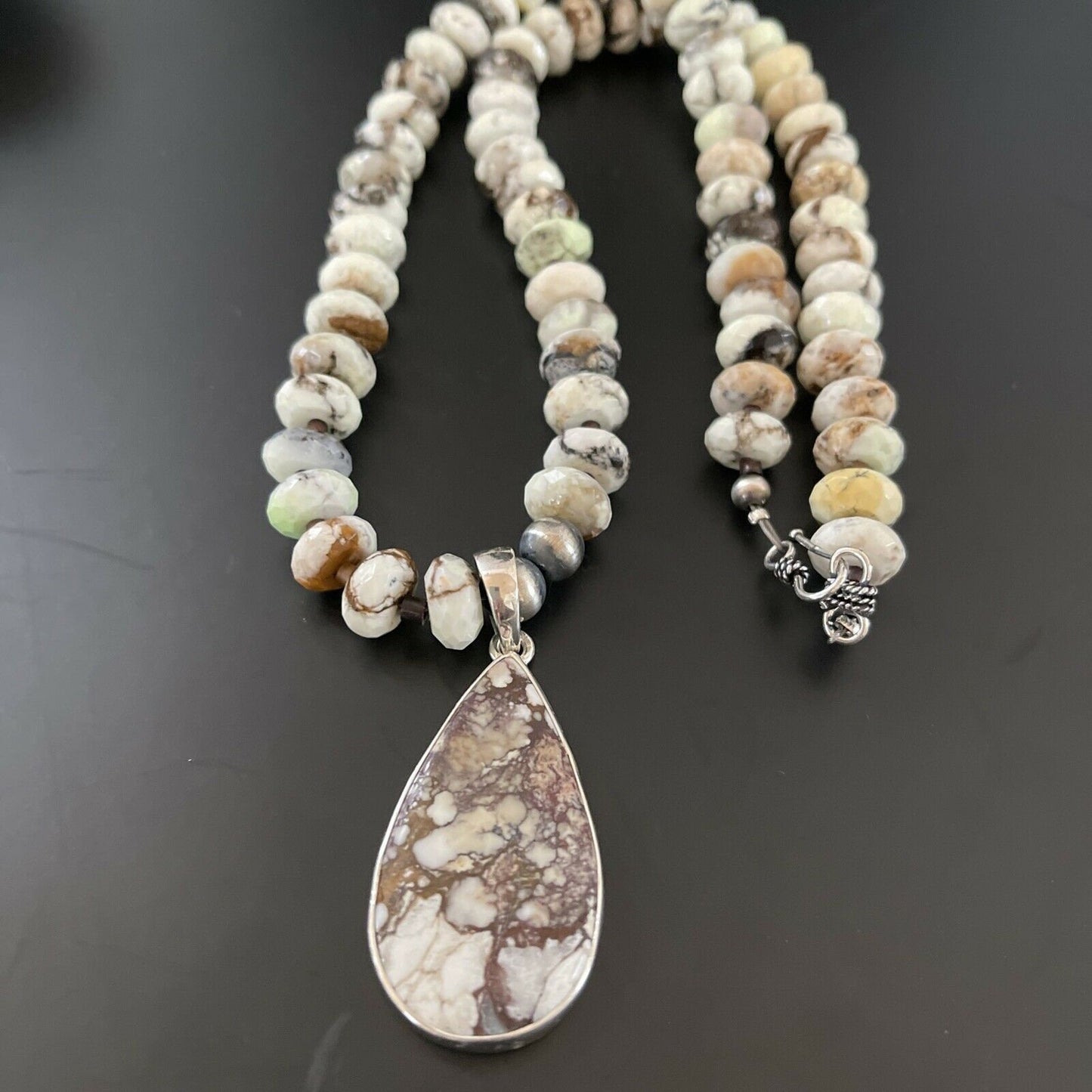 Navajo Wild Horse Turquoise Necklace Pendant | Sterling Silver | Authentic Native American Handmade | 11342