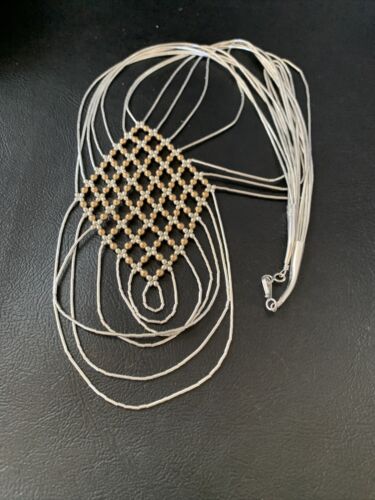 Gold-Filled Liquid Silver Heishi Necklace | 7-Strand Sterling Silver Tube | 18" | 12633