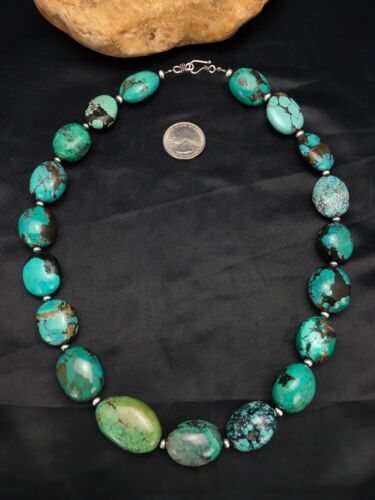 Navajo Chunky Turquoise Necklace | Sterling Silver | 20" | Authentic Native American Handmade | 2963