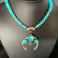 Navajo Sterling Silver Blue Turquoise Necklace with Naja Pendant | 18" | Authentic Native American Handmade | 13754