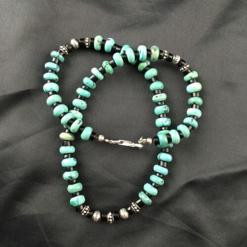 Navajo Blue Turquoise Spiny Oyster Necklace | Sterling Silver | 17" | Authentic Native American Handmade | 10127