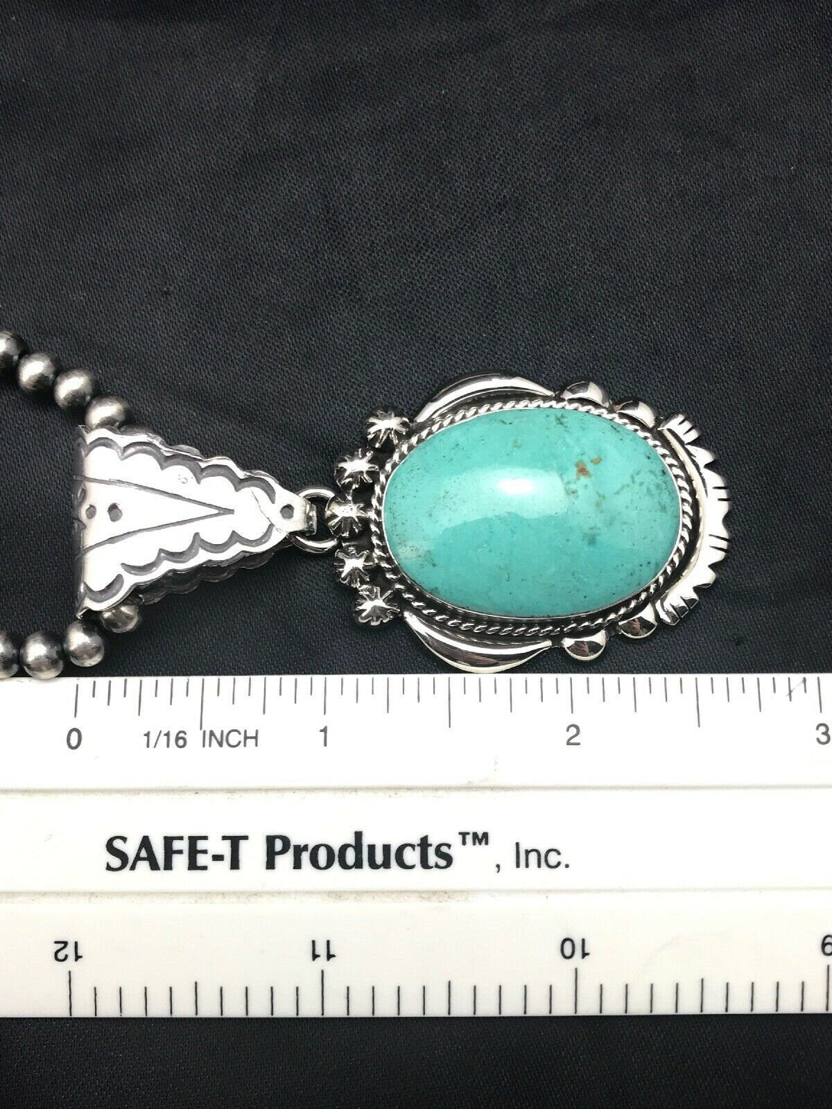 Navajo Kingman Turquoise Pendant Necklace | Sterling Silver | 3-Strand | Authentic Native American Handmade | 3204