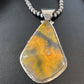 Men's Navajo Pearls Necklace with Bumblebee Jasper Pendant | Sterling Silver | Authentic Native American Handmade | 10560