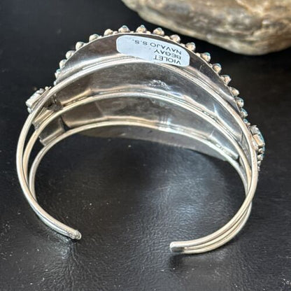 Navajo Blue Turquoise Cuff Bracelet | Sterling Silver | Authentic Native American Handmade | 14597