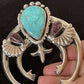Navajo Sterling Silver Naja Pendant | Turquoise & Spiny Oyster | Authentic Native American Handmade | 1059