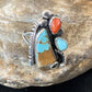 Southwestern Multi-Stone Men's Ring | Authentic Native American Sterling Silver | Turquoise & Spiny Oyster | Sz 11 | 2166