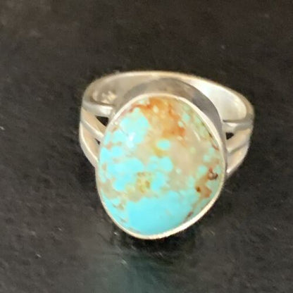 Southwestern Navajo Blue #8 Turquoise Ring | Sterling Silver | Sz 6 | Authentic Native American Handmade | 14033