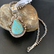 Navajo Men's Turquoise #8 Pendant Necklace | Sterling Silver | Native American Handmade | 948