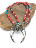 Navajo Turquoise #8 Spiny Oyster Naja Pendant | Sterling Silver Necklace | 24" | Authentic Native American | 4062