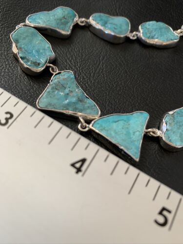 Navajo Blue Kingman Turquoise Rough Pendant Necklace | Sterling Silver | 18" | 11784