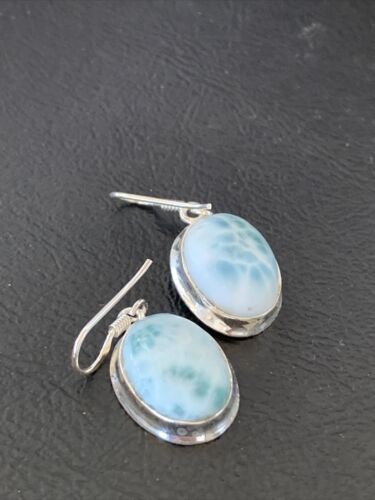 Navajo Blue Larimar Dangle Earrings | Sterling Silver Beads | Authentic Native American Handmade | 1615
