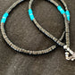 Navajo Blue Turquoise Heishi Onyx Necklace | Sterling Silver | Authentic Native American Handmade | 19" | 8823