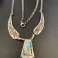 Native American Hopi Blue Kingman Turquoise Necklace & Earrings Set | Sterling Silver | 2101
