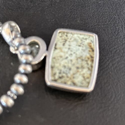 Navajo Pearls Necklace with Wild Horse Turquoise Pendant | Sterling Silver | Authentic Native American Handmade | 13906
