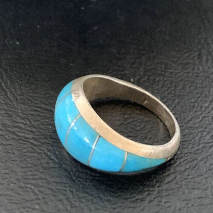 Native American Handmade Navajo Blue Turquoise Inlay Band Ring | Sz 6 | 12392