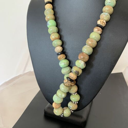 Navajo Sterling Silver Onyx, Agate & Picture Jasper Men's Necklace | 12mm | Authentic Native American Handmade | 23" | 1275