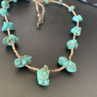 Navajo Turquoise Necklace | Sterling Silver | 24" | Authentic Native American Handmade | 10686