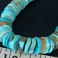 Men's Navajo Blue Turquoise Heishi Bead Necklace | Sterling Silver | 20" | Authentic Native American Handmade | 13522
