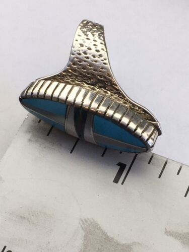 Navajo Multi-Color Opal & Turquoise Inlay Ring | Sterling Silver | Sz 8 | Authentic Native American Handmade | 01593