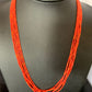 Natural Red Coral Rice Heishi Beads Necklace | 5 Strand | Sterling Silver | 20" | 12927