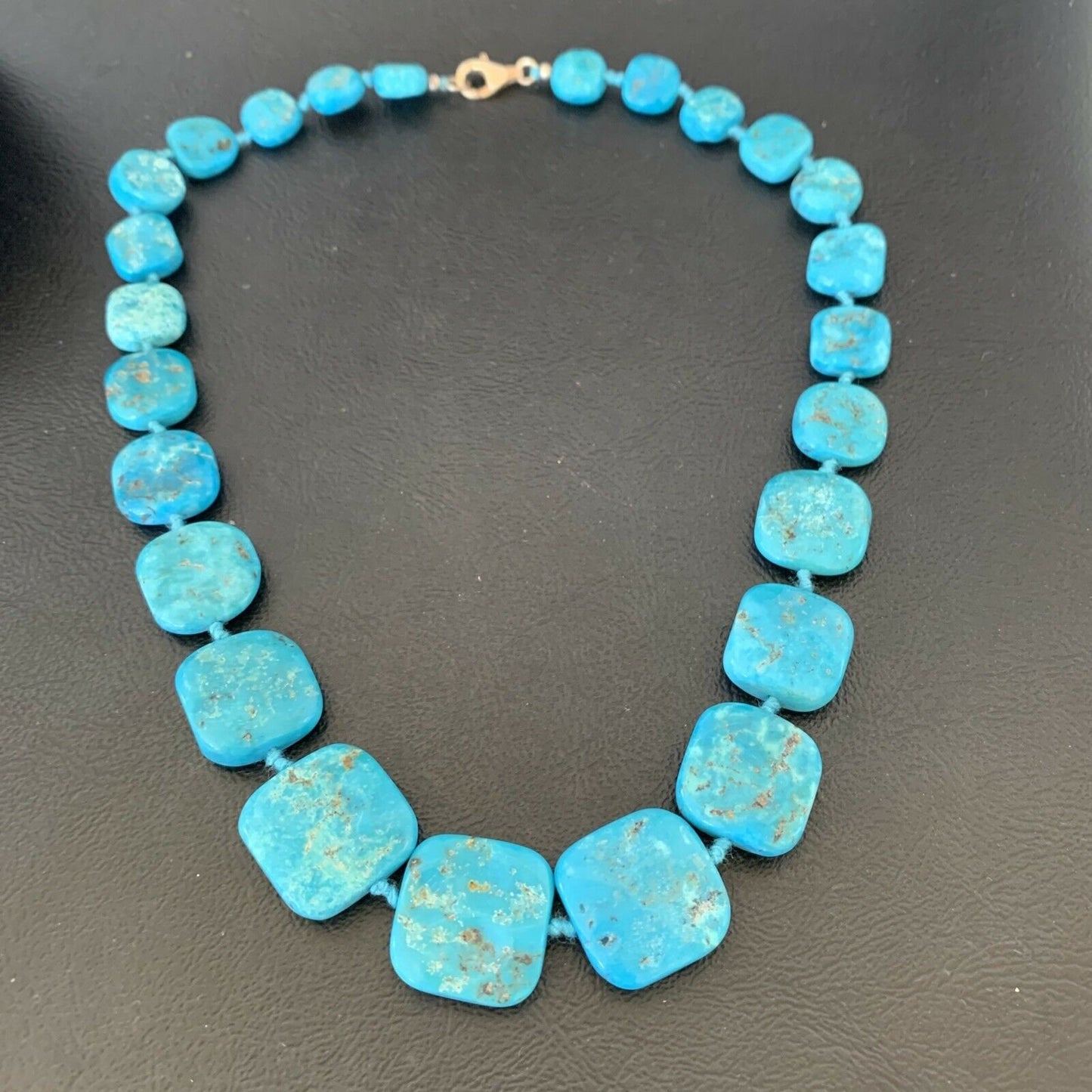 Ultra Rare Old Pawn Sleeping Beauty Turquoise Graduated Beads Necklace | Sterling Silver | 10411