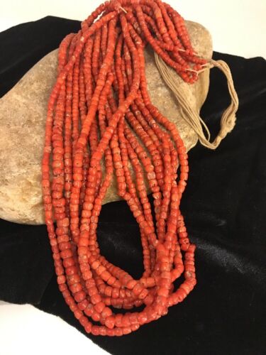 Vintage Navajo Coral 9 Strand Graduated Necklace | 30" Old Pawn | Ultra Rare Collectible