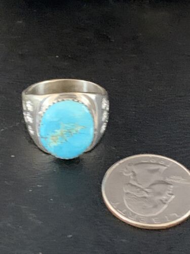 Southwestern Navajo Blue Kingman Turquoise Ring | Sterling Silver | Sz 11 | 14140