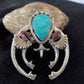 Navajo Sterling Silver Naja Pendant | Turquoise & Spiny Oyster | Authentic Native American Handmade | 1059