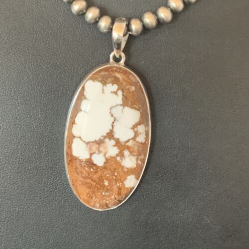 Navajo Wild Horse Turquoise Necklace Pendant | Sterling Silver | Authentic Native American Handmade | 12732