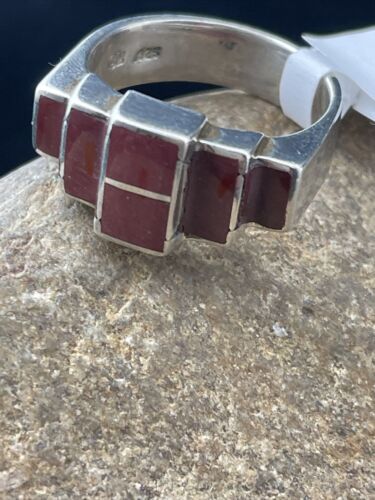 Men's Navajo Multi-Color Opal & Turquoise Inlay Sterling Silver Ring Sz 11 | Handmade | 01590