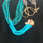 Men's Turquoise Bead 9 Strand Navajo Pearls Necklace | Sterling Silver | Native American Handmade | 8451