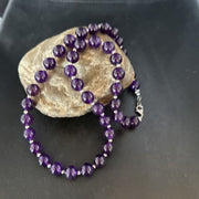 Navajo Sterling Silver Purple Amethyst Bead Necklace | 10mm | 20" | Authentic Native American Handmade | 14814