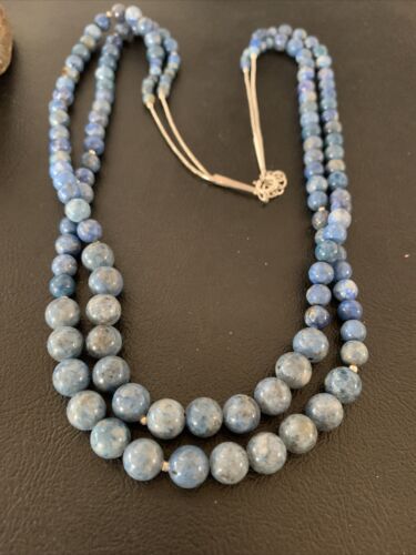 Native American Denim Lapis Bead Necklace | Sterling Silver | 21" | 1260