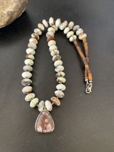 Navajo Wild Horse Turquoise Necklace | Sterling Silver | 21" | Authentic Native American Handmade | 12499